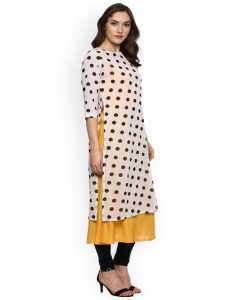 Women White & Black Printed A-Line Kurta