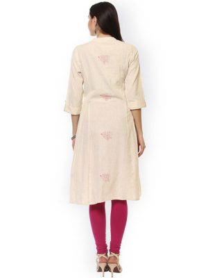 Women Cream-Colored Printed A-Line Kurta