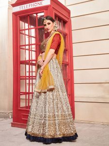 Powder Pink Phantom Silk Bridesmaid Party Wear Lehenga Choli With Dupatta