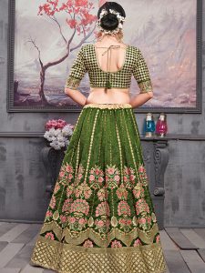 Pine Green Thai Silk Bridal Wedding Wear Lehenga Choli With Dupatta