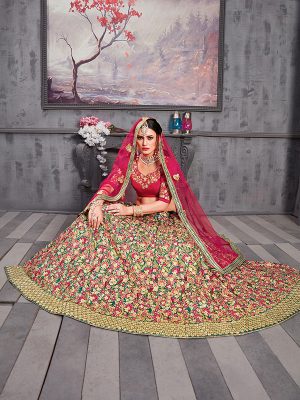 Teal Green Phantom Silk Bridal Wedding Wear Lehenga Choli With Dupatta