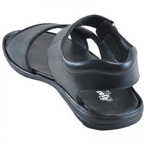 Men's Black Colour Synthetic Leather Sandals