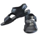 Men's Black Colour Synthetic Leather Sandals