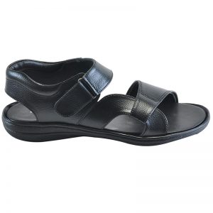 Men's Black Colour Synthetic Leather Sandals