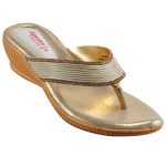 Women's Gold Colour Synthetic Leather Sandals