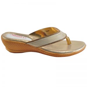 Women's Gold Colour Synthetic Leather Sandals