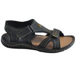 Men's Black Colour Synthetic Leather Sandals