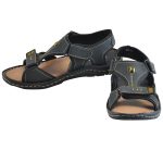 Men's Black Colour Synthetic Leather Sandals