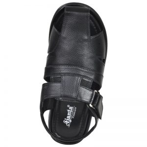 Men's Black Colour Synthetic Leather Sandals