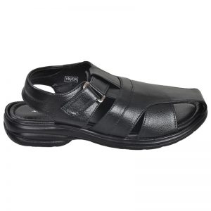 Men's Black Colour Synthetic Leather Sandals