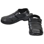 Men's Black Colour Synthetic Leather Sandals