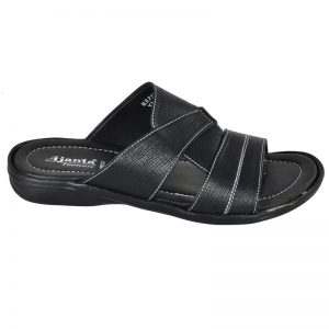 Men's Black Colour Synthetic Leather Sandals