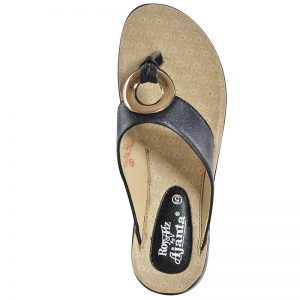 Women's Beige & Black Colour Synthetic Leather Sandals