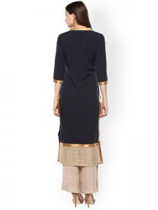 Women Brown Solid Straight Kurta