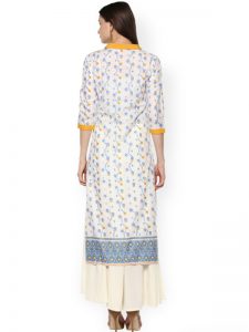 Women White Printed Straight Kurta