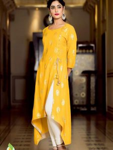 Pure Reyon Fabric Gold Print Malticlour Kurti