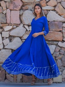 Blue Ethnic Gown With Dupatta