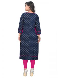 Dark Blue Cotton Print Kurti