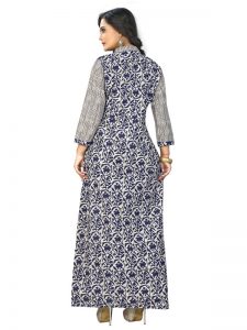 Blue Cotton Print Kurti