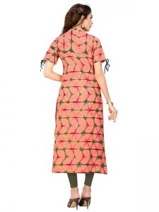 Peach Cotton Printed Kurti