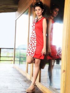 Cotton Fabric Kurti In Red Color