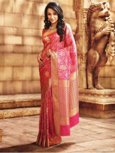 New Arrival Printed Pink Colour Zarna Silk Saree