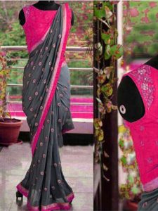 Fab Diamond Pink Colour Georgette Saree With Blouse Piece