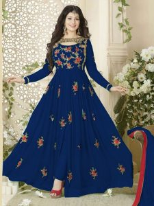 Blue Color Semistitched Anarkali Suite In Georgette Fabric