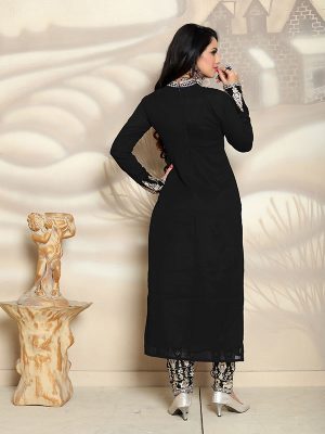 Black Color Semistitched Salwar Suite In Georgette Fabric