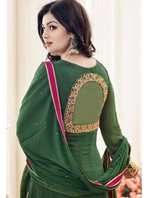 Green Color Semistitched Anarkali Suite In Georgette Fabric