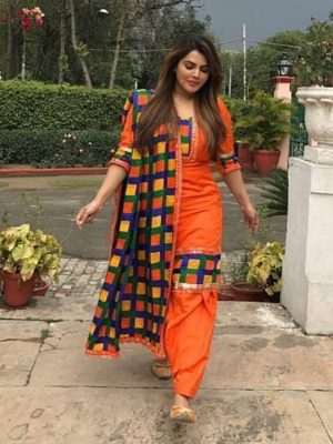 Orange Color Salwar Suit In Cotton Fabric