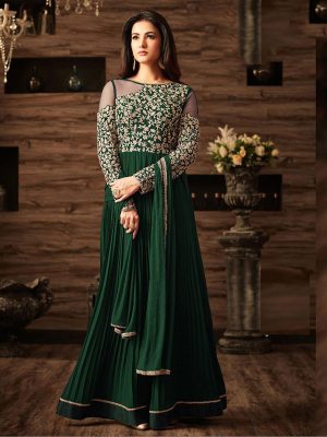 New Arrival Georgette Green Colour Embroidered Anarkali Dress
