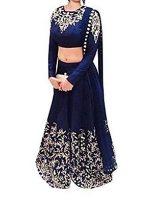 Women'S Blue Colour Banglori Silk Lehenga Choli
