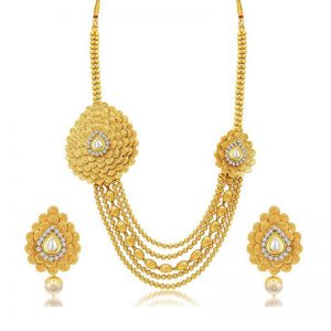 Exquitely Jalebi 5 String Gold Plated Ad Necklace Set