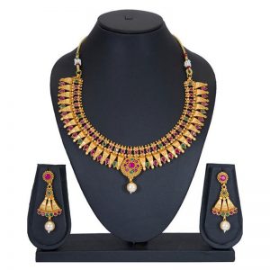 Astonish Matte Finish Gold Plated Necklace For Women