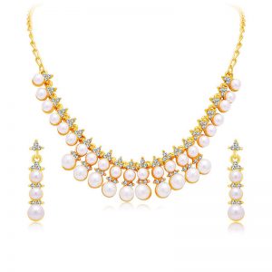 Stylish Modish Gold Plated Ad Necklace Set For Women