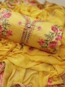 Yellow Modal Chanderi Daily Wear Embroidery Work Salwar Suit