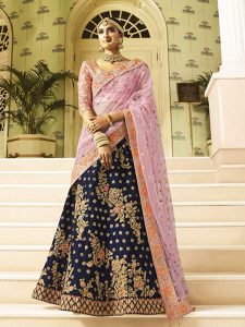 Blue Silk Bridal Wear Heavy Embroidery Work Lehenga Choli