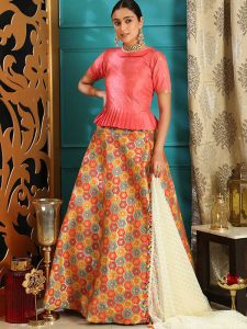 Pink Jacquard Silk Party Wear Sequence Work Lehenga Choli