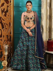 Green Jacquard Silk Party Wear Sequence Work Lehenga Choli