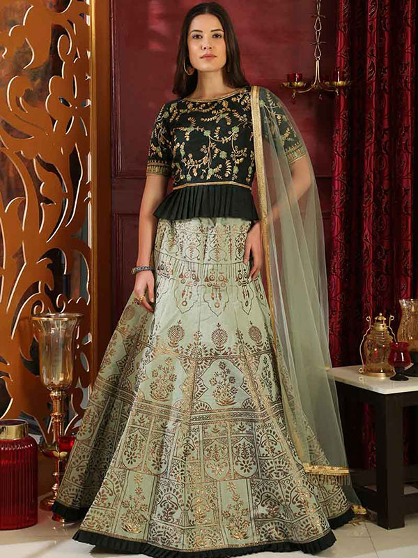 Photo of Light green and peach sequin work lehenga | Indian dresses, Indian  fashion, Formal evening dresses