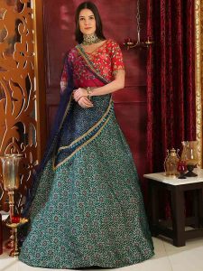 Green Jacquard Silk Party Wear Sequence Work Lehenga Choli