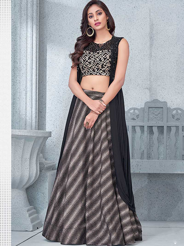 Shattering White Color Function Wear Georgette Sequence Thread Work Le –  Lehenga Closet