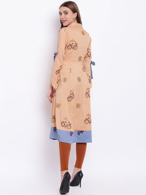 Women Brown Printed Anarkali Kurta