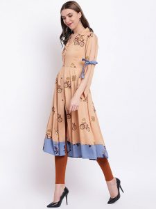 Women Brown Printed Anarkali Kurta