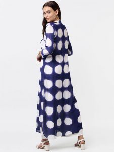 Women Blue & White Dyed A-Line Kurta