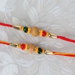 Duet Wooden and Mauli Color Beads Rakhi