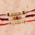 Trio Pearl Beads Rakhi Combo