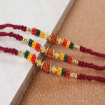 Triple Rudraksha Rakhi Set