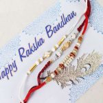 Stylish Shiny and Pearl Rakhi Set